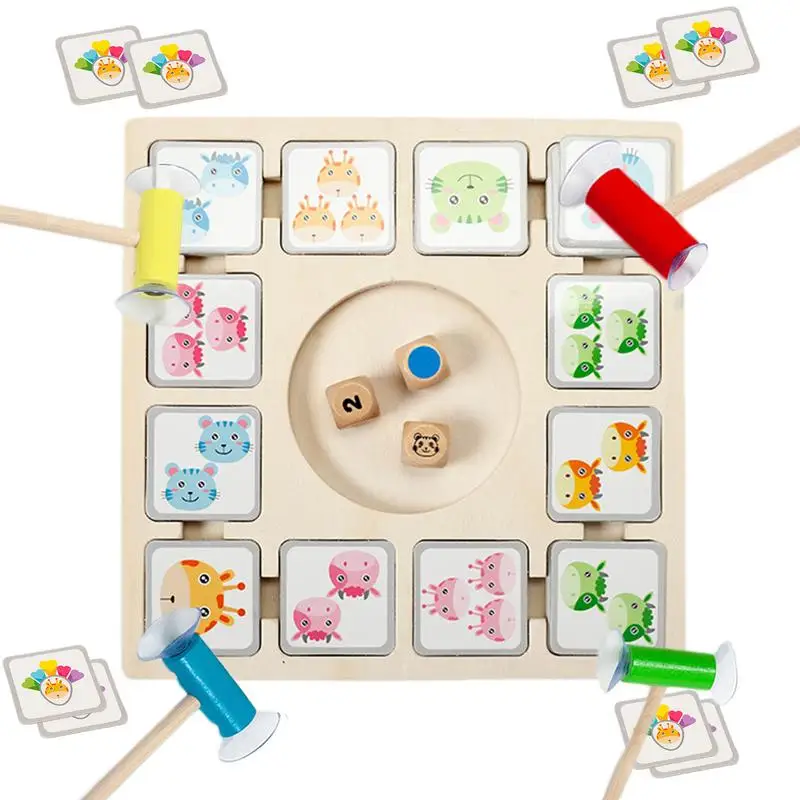 

Match Stick Chess Wooden Montessori Board Game Kids Action Game With 96 Animal Cards Montessori Educational Toy FOR cHILD