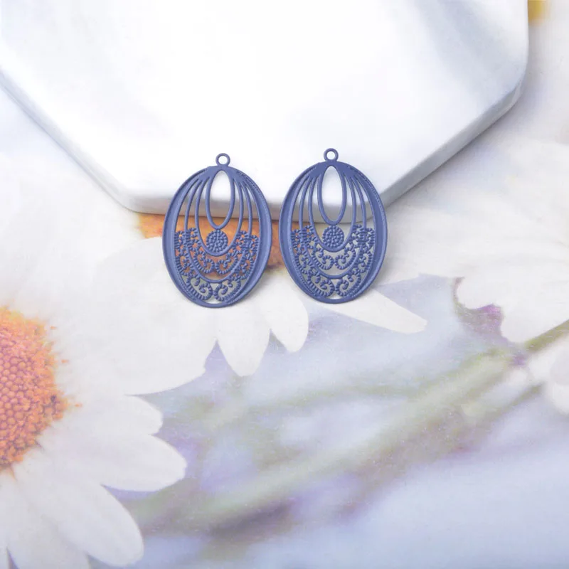 30 Stück AB494 Messing-Schmuckanhänger in Hellgold, ovale Charms für DIY-Ohrringe und Halsketten für Damen – Detail 9