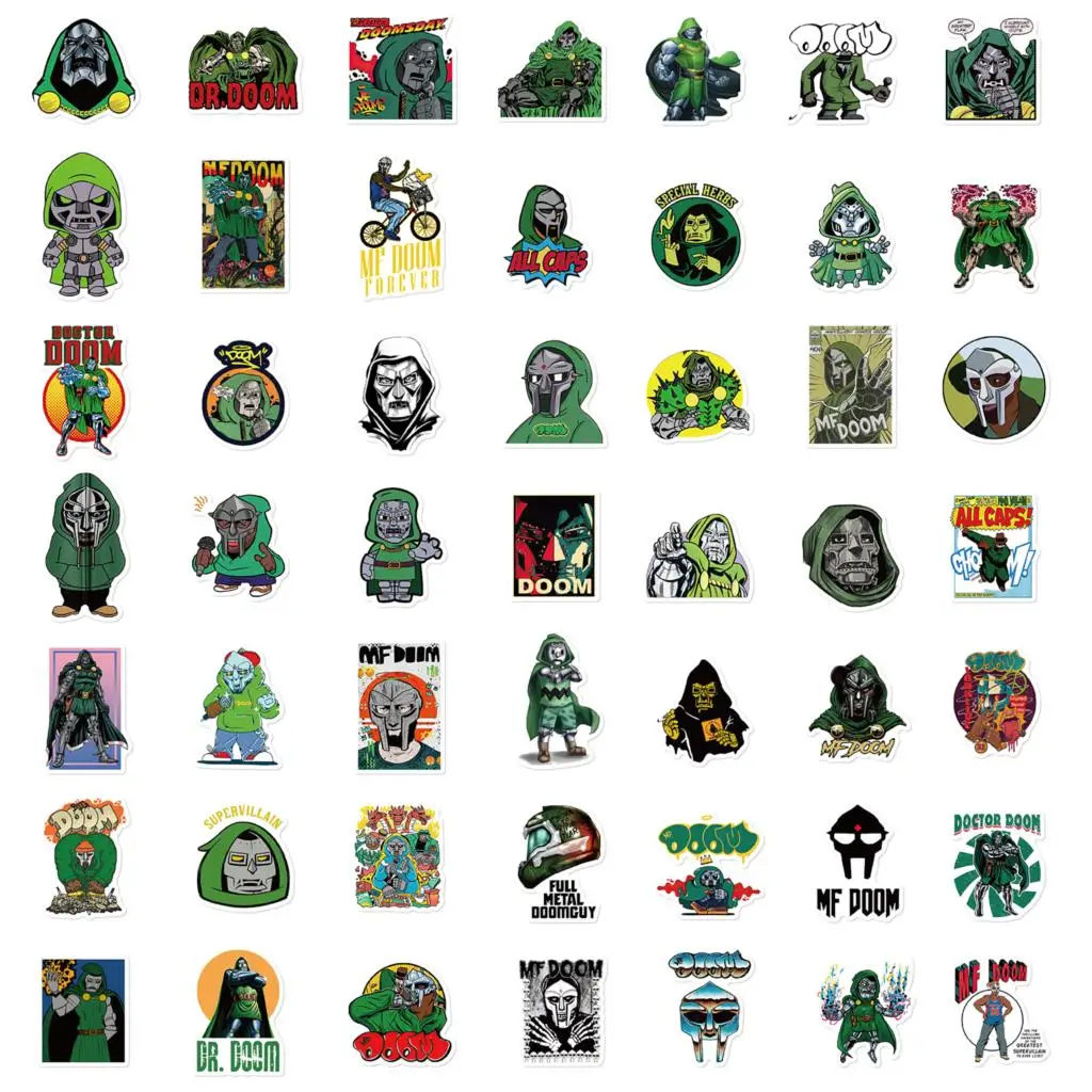 10/50PCS Hip Hop Rapper Mf Doom Stickers Singer Graffiti DIY Skateboard Phone Luggage Laptop Guitar Sticker Toys Wholesale