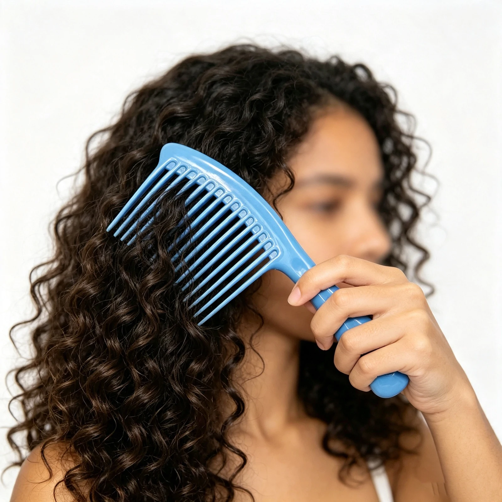 1Pcs Wide Tooth Detangling Comb Plastic Thickened Long Toothed Rake Comb Wet Long Curly Styling Anti‑tangle comb For Salon Home