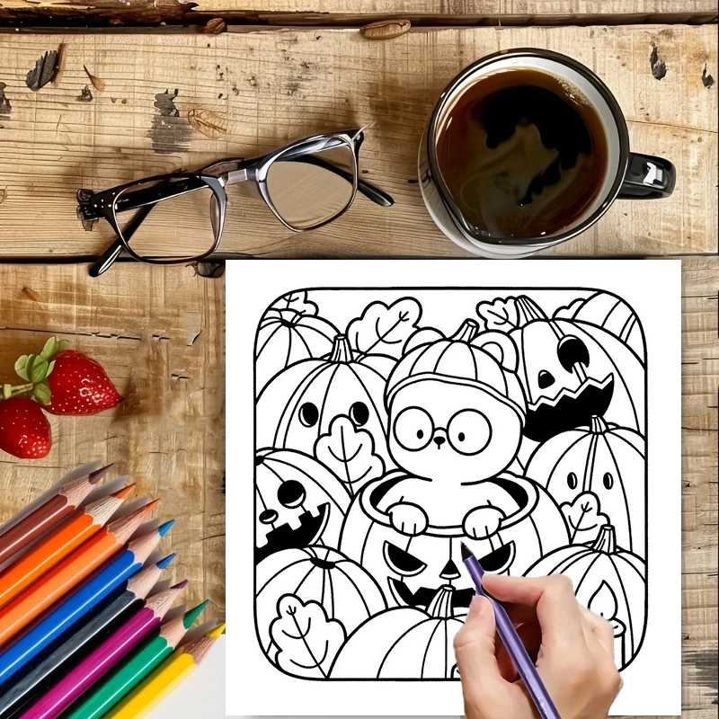 28-страничная книжка-раскраска в жутком стиле для взрослых |   Раскраска, принадлежности для рисования на Рождество, День Благодарения