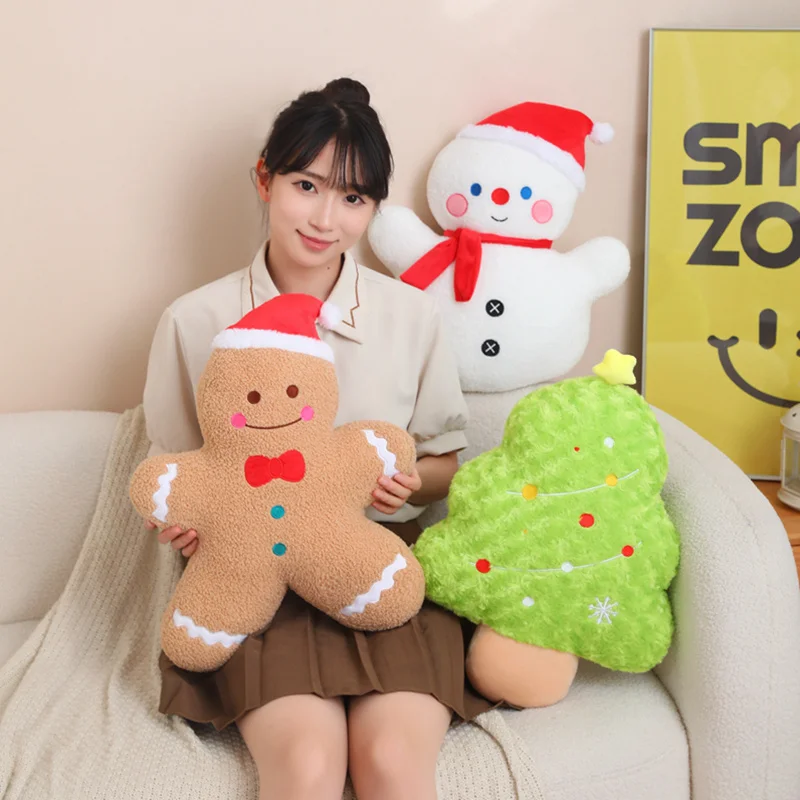 Funny Cartoon Christmas Sries Plush Toys Cute Stuffed Tree Snowman Gingerbread man Doll Soothing Sleeping Pillow Christma