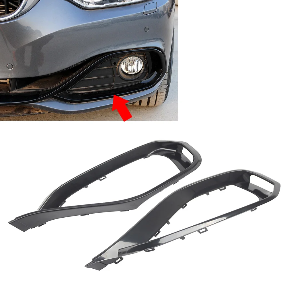 1Pc Car Front Bumper Fog Light Cover Bezel ABS Black For BMW 4 Series F32 F33 F36 428i 430i 435i 440i Only For Sport Line Models