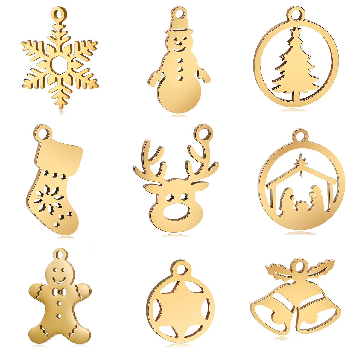 Harong Stainless Steel Christmas Pendant Snowman Elk Snowflake Tree DIY Charms Accessories Jewelry Gifts for Women Men 2 Colors image 6