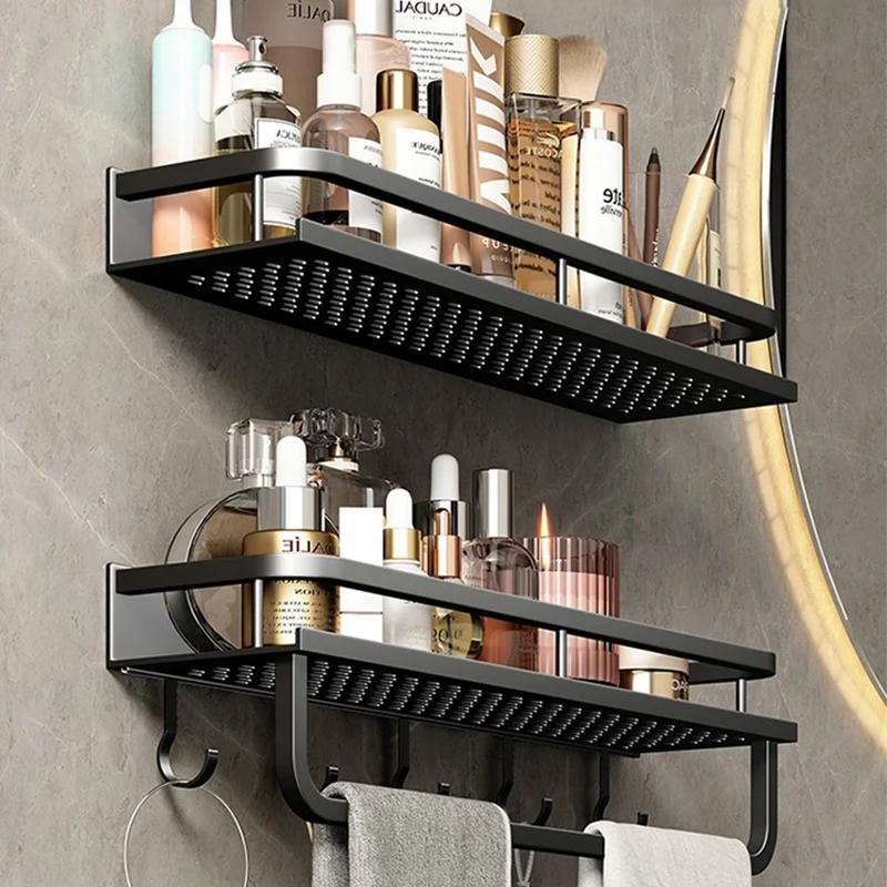 Bathroom rack bathroom shelf toilet space aluminum no drill hanging rack bathroom organizer hang on the wall