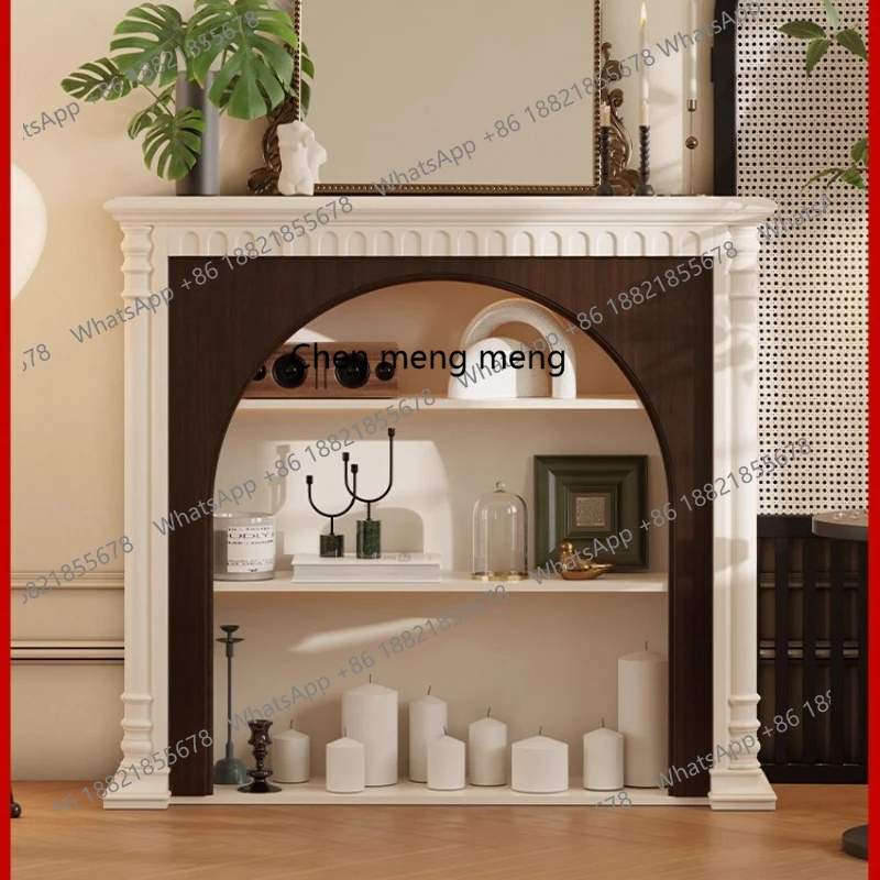 

Cream Style Fireplace Living Room Decoration French Entryway Arch Vintage Side Cabinet American Bedroom