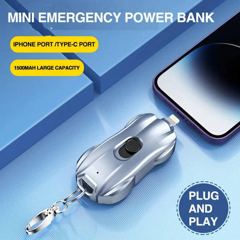 Mini Ultra-thin Power Banks Racing Car Portable Phone Charger Fast Charging Type-C Power Pod Emergency Keychain Power Bank