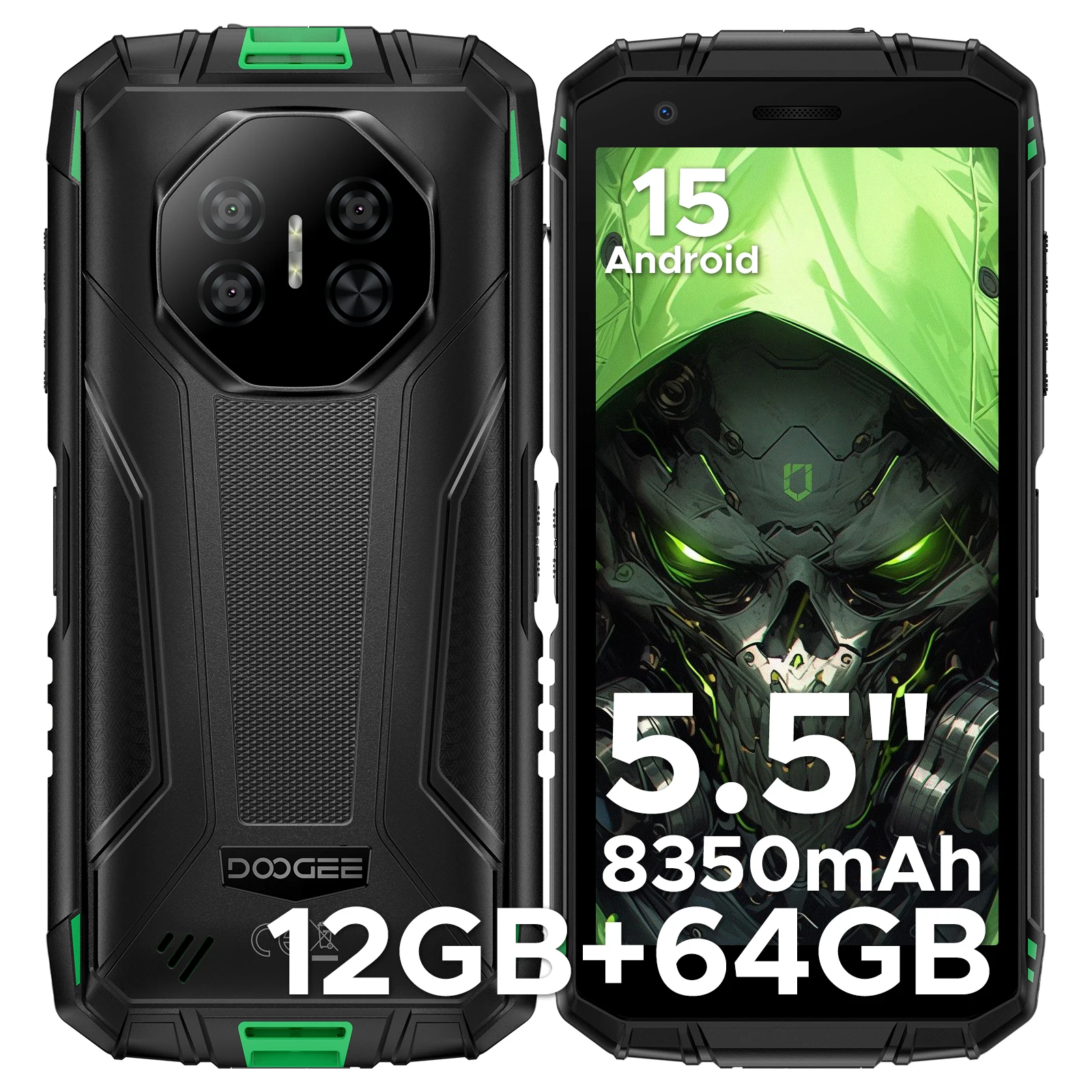 DOOGEE 5,5" Fire 3 Robuuste Telefoon 12GB RAM (3+9) 64GB ROM 8350mAh Batterij Android 15 Widevine L1 Google Pay Ondersteuning Smartphone NFC
