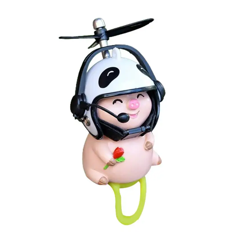 Car Motorcycle Decoration Cute Little Pink Pig With Helmet Propeller Road Bike Motor Helmet Riding Cycling