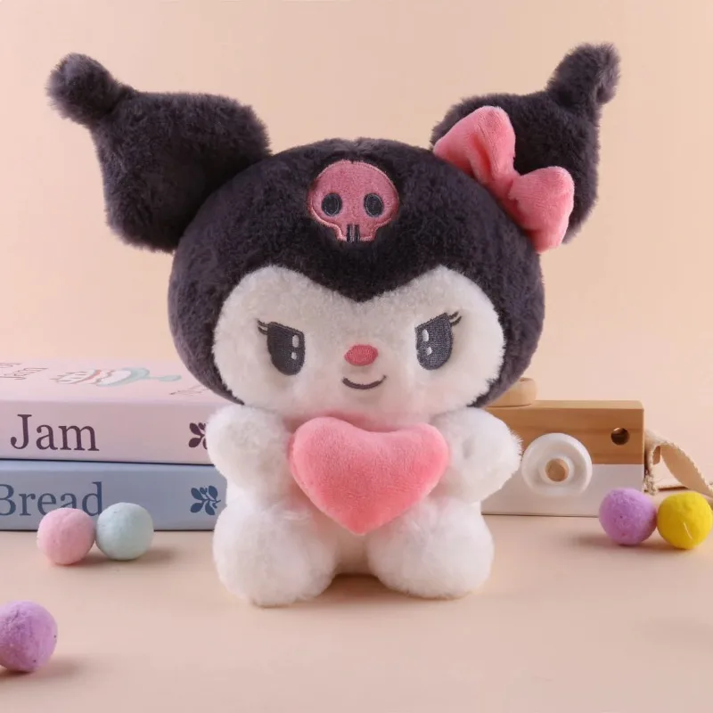 Sanrio hello kitty kuromi travesseiro kt brinquedo de pelúcia 22cm meninas macio brinquedos de pelúcia coração minha melodia cinnamoroll coisas boneca presentes
