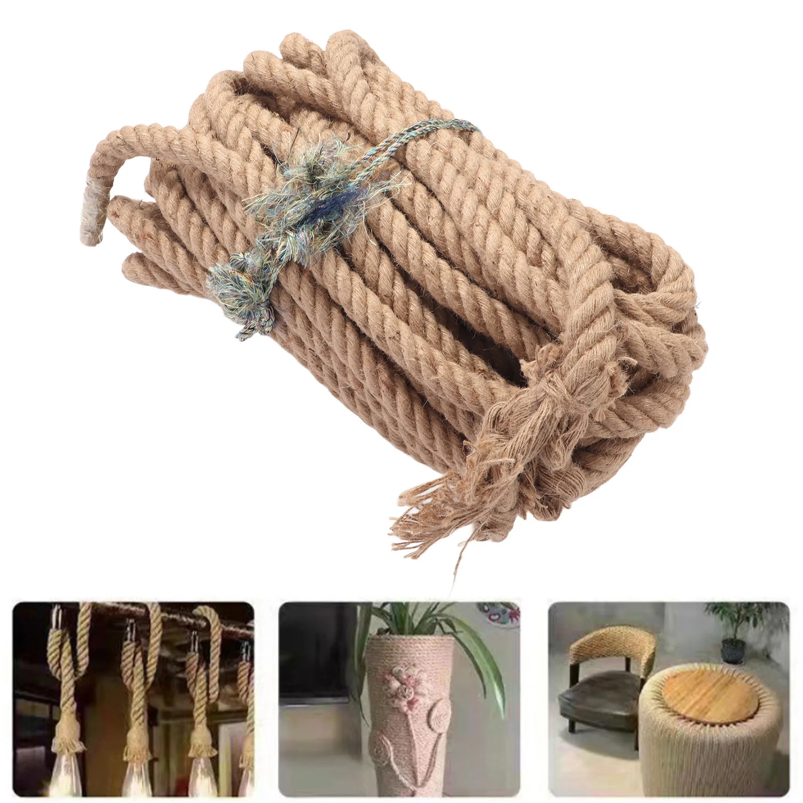 

Twisted Yellow Hemp Rope Twisted Natural Thick Jute Rope Hammock Swing Boat Railing 40mm 800kg Bearing