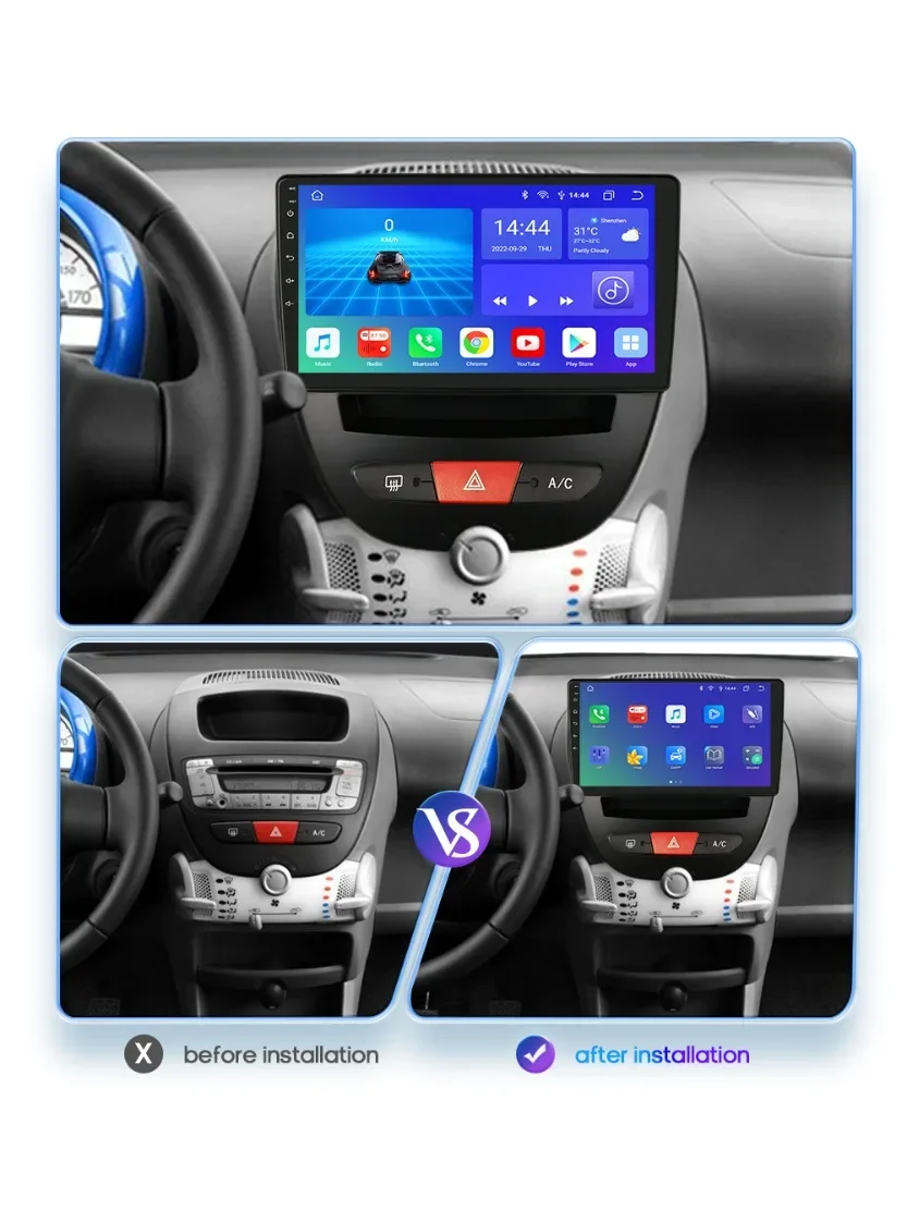 2 Din Android Auto Radio Voor Peugeot 107 Toyota Aygo Citroen C1 2005 - 2014 Draadloze Carplay Android Auto 4G Rds 7862 Geen Dvd - afbeelding 2