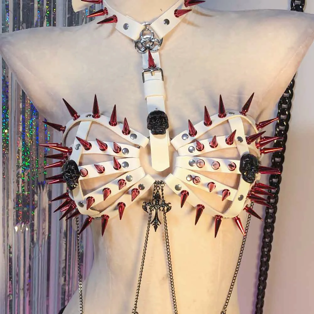 

Studded Rivet Harajuku Eco 90s Punk Rock Gothic Tank Cross Kawaii Emo E-Girls DIY Y2K TOPS Hand Made Goth Grunge Chain