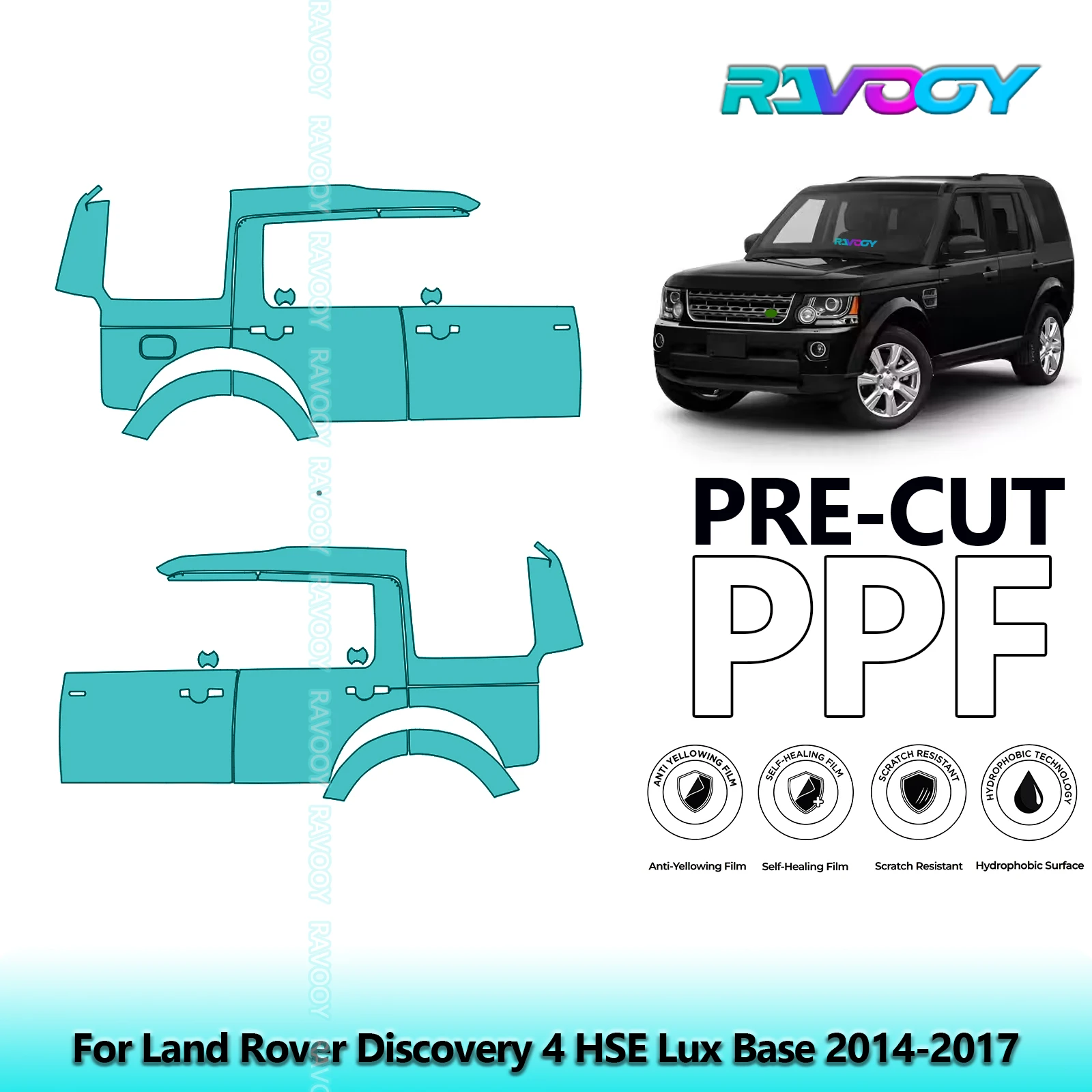 

For Land Rover Discovery 4 HSE Lux Base 2014-2017 8.5mil Pre-Cut PPF Door & A/B Pillar Kit TPU Paint Protection Film Set