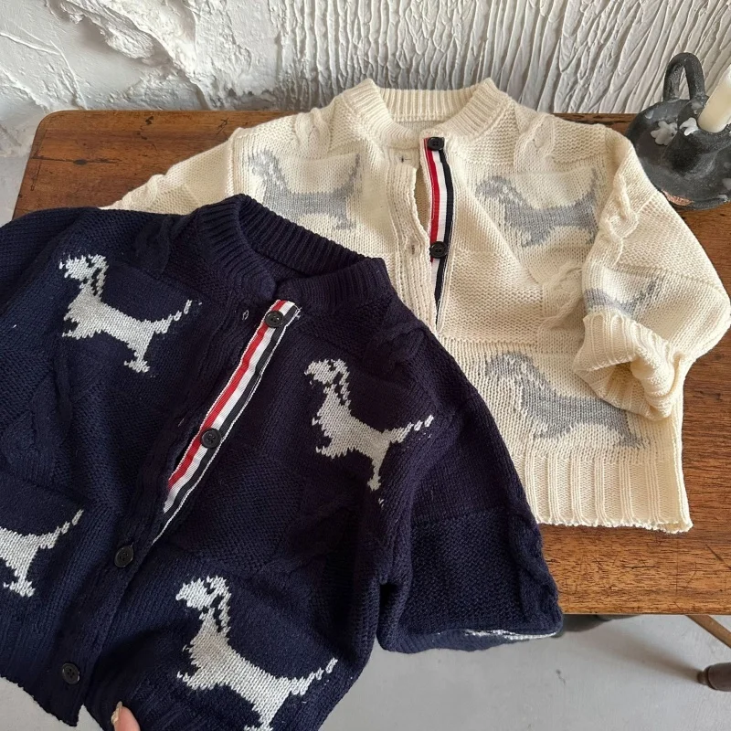 

Autumn Winter Outwear Cardigan Christmas Warm Children's Boys Woolen Sweater Jacket Cotton Windbreak 2025 Sweet Plus Thicken