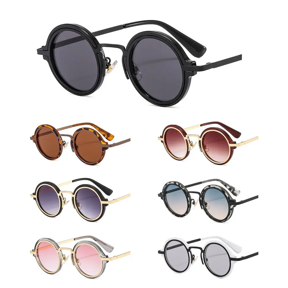 

Round Frame Punk Style Sunglasses Hip-Hop UV Protection Metal and PC Hybrid Frame Sun Glasses Street Shooting Eyewear