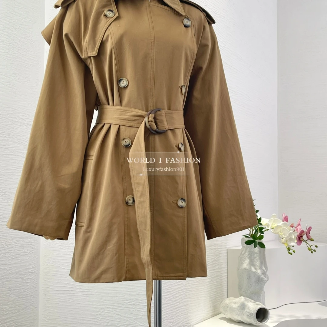 

Classic Khaki 2025 Autumn Cotton High Quality Pocket Women All-matching Coat Jacket