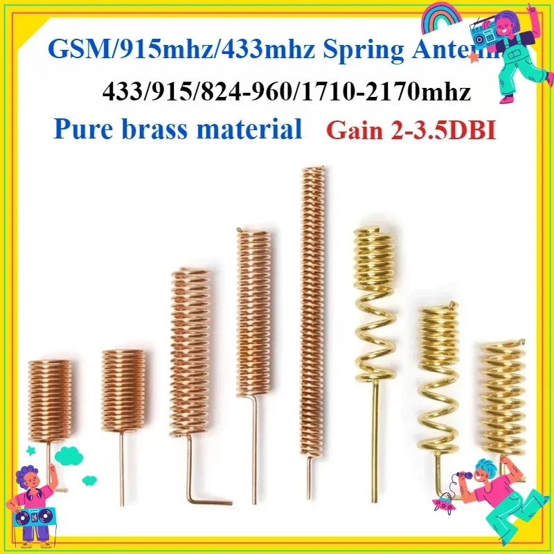 5PCS 433Mhz 915MHz Built-In Spring Antenna Omnidirectional High Gain Wireless Card Router Copper Lora Module Coil Aerial
