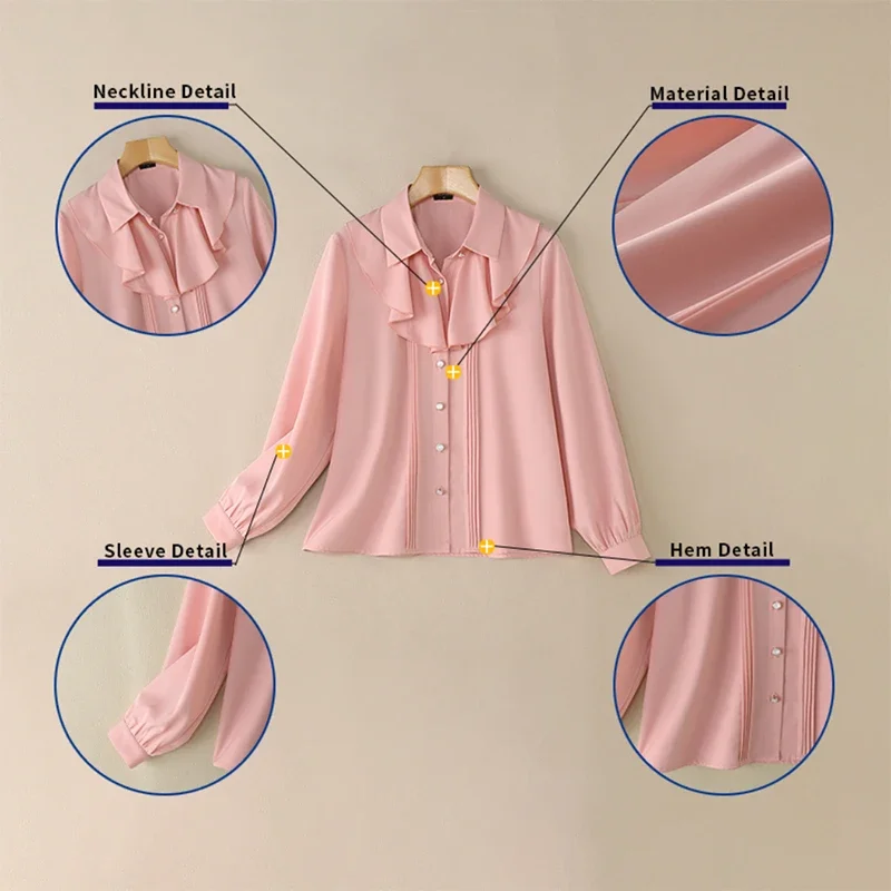 Vrouwen Shirts VONDA Elegant Office Lady Lange Mouw Ruches Blouse 2026 Lente Casual Solid Tuniek Tops Knoppen Streetwear Blusas