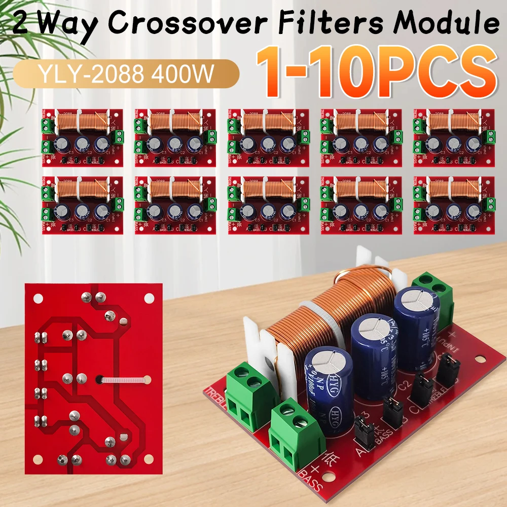YLY-2088 2 Way Crossover Filters Module 400W Audio Speaker Frequency Divider Adjustable Full Range Treble Bass Welding Free