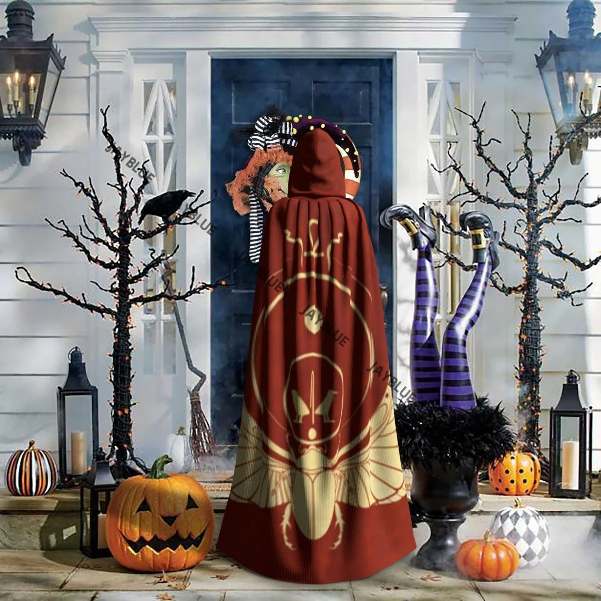 เสื้อคลุมผู้ใหญ่แบบมีฮู้ดลายด้วงอียิปต์มีปีก ชุดแฟนซียุคกลาง แม่มด วิคคา แวมไพร์ เอลฟ์ ปูริม งานคาร์นิวัล ปาร์ตี้