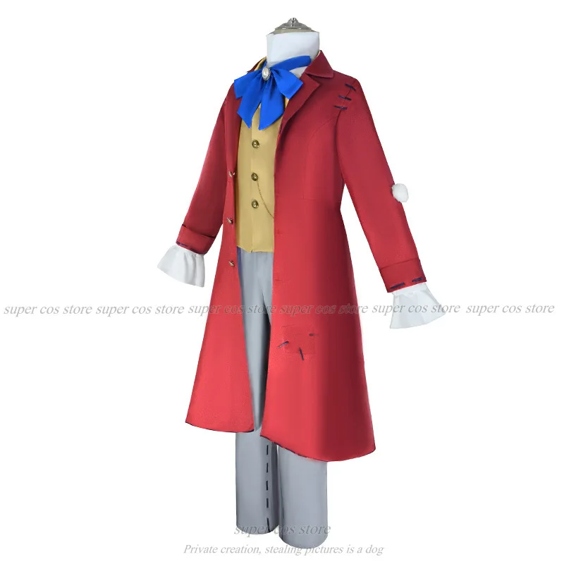Game Identity V Composer Frederick Kreiburg Cosplay Costume Wig Top Pants Red Tailcoat Uniform Man Halloween Carnival Party Suit