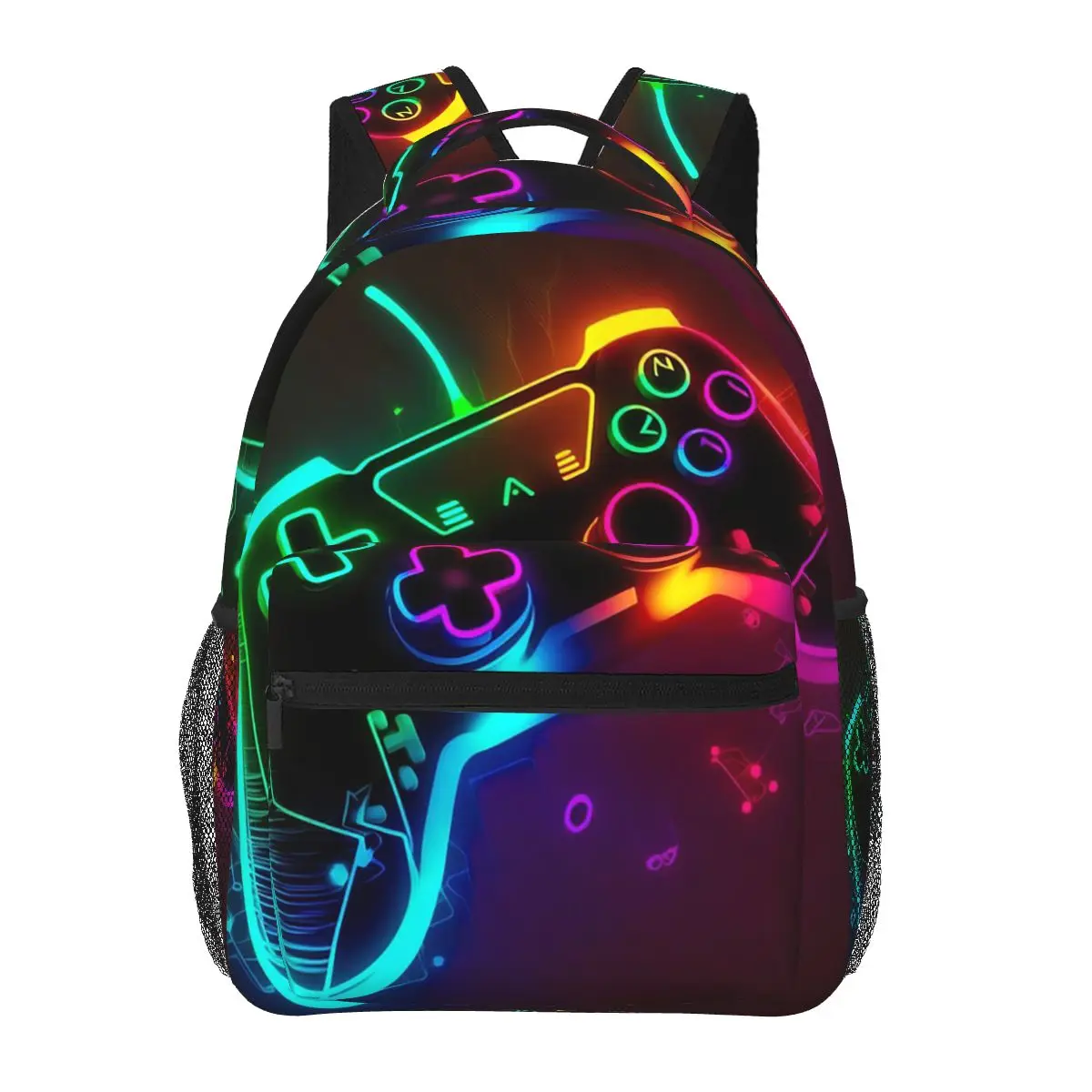 

Fluorescent Neon Game Controller Student Backpack School Bag Hiking Travel Daypack for Boys Girls Fashion Bookbag Shoulder Bags