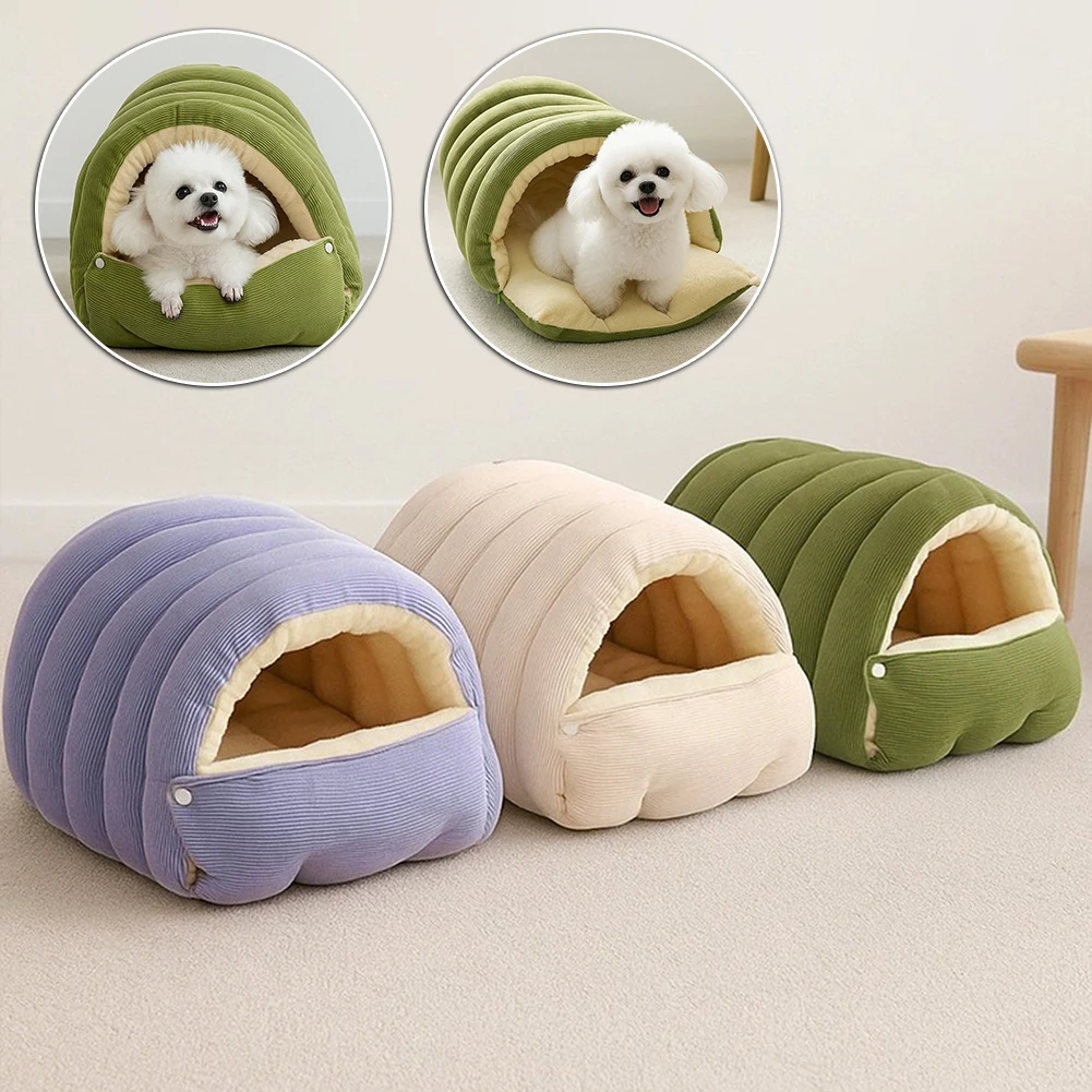 Cama Térmica de Pelúcia para Gatos no Inverno, Casa Aquecida e Fechada com Capa Removível e Lavável para Gatos e Pequenos Animais de Estimação, Alívio da Ansiedade