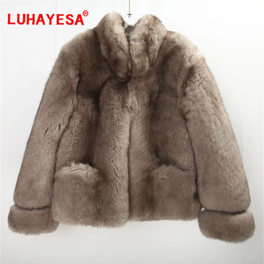 

2023 Luxury Fluffy Fox Fur Fell Pelt Winter Warm Casual Women Real Fur Coats