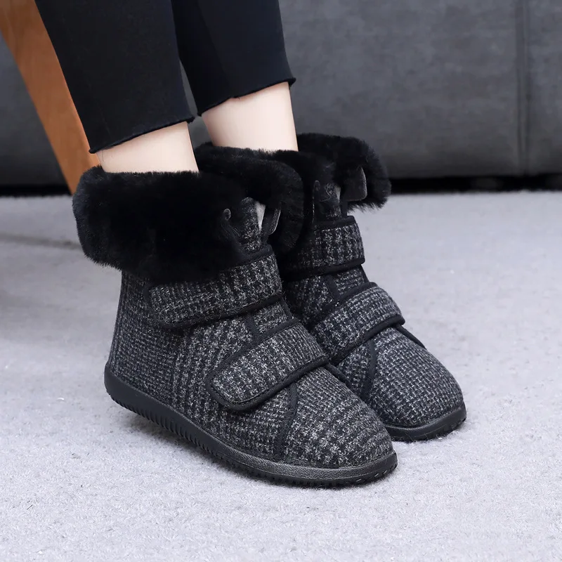 New Winter Velvet Orthopedics Wide Feet Swollen Shoes Adjusting Soft Comfortable Diabetic Shoe Mum Walking Crazy Feet Shoes