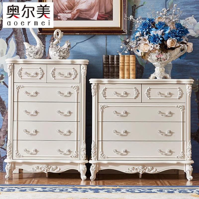European-style solid wood storage cabinet for bedroom and living room large capacity exquisite patterns locker