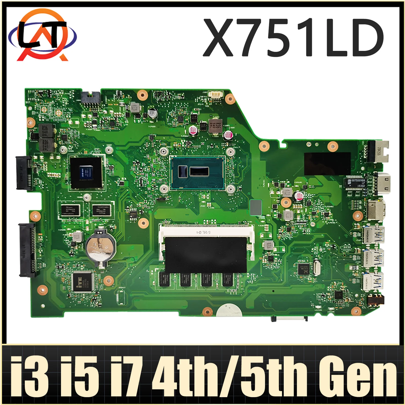 AKEMY X751LA Mainboard for ASUS X751LA X751LAB X751LJ X751LB Laptop Motherboard With i3 i5 i7 4th/5th Gen CPU 4GB-RAM