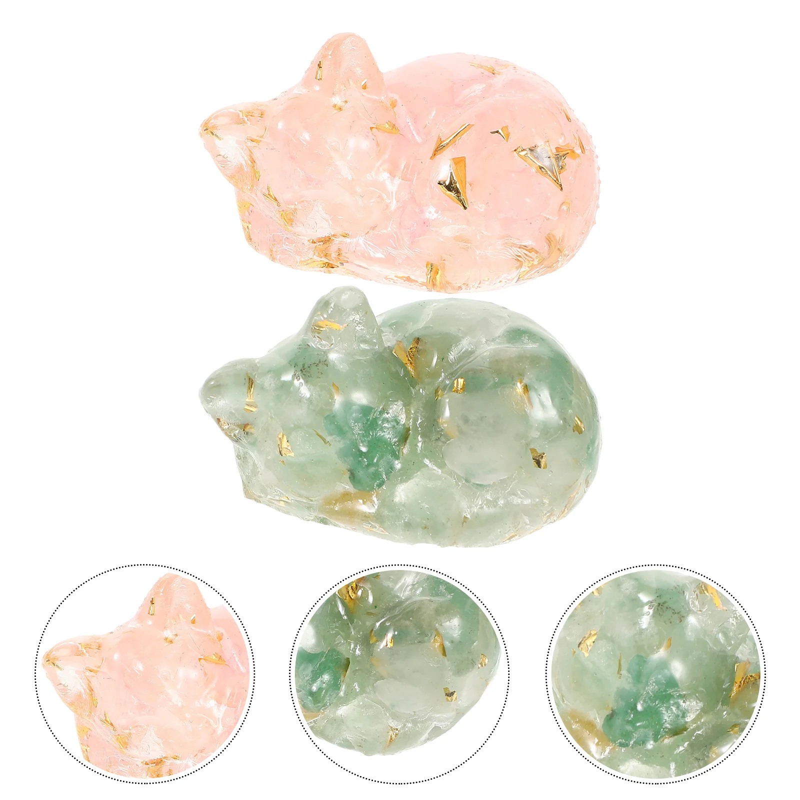 

2Pcs Glossy Crystal Cat Decoration Lovely Mini Sculpture for Desktop Home Decor Office Study Table Accessory Gift