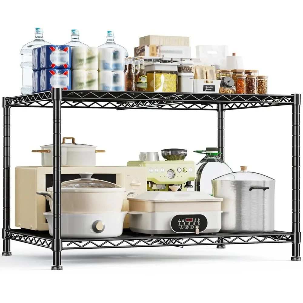 

2-Tier Wire Storage Shelves,Height Adjustable Metal Shelving 35.4" W x 23.6" D x 23.6" H,Heavy-Duty Storage, Customized