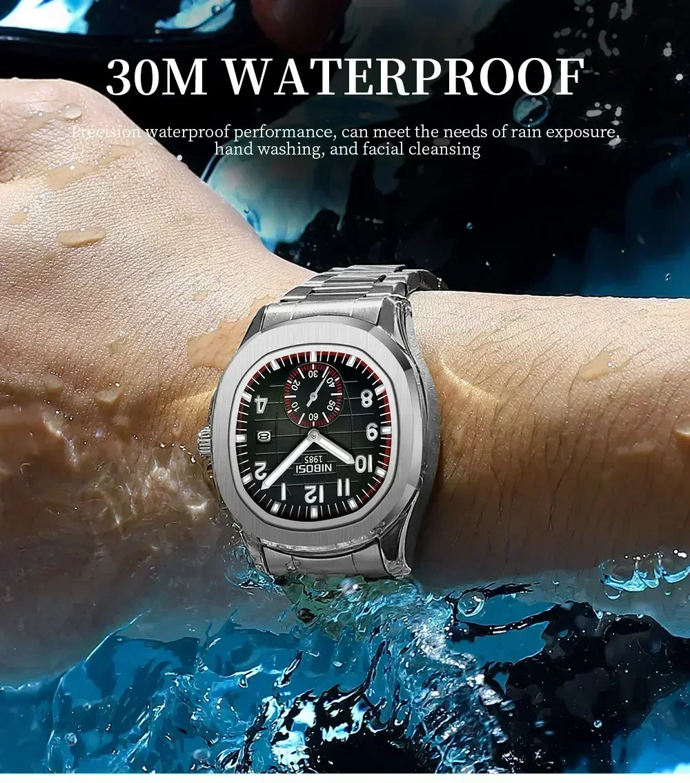 Nibosi relógios masculinos marca superior de luxo esporte relógio quartzo para homem à prova dwaterproof água data automática relógios luminosos homem reloj hombre