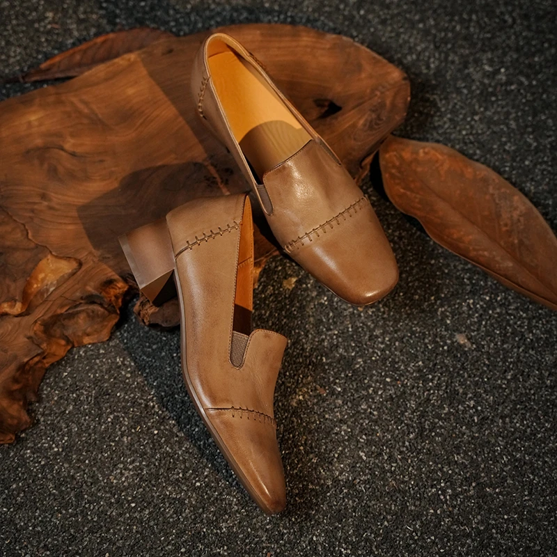 الكعوب المتسكعون النساء جلد العجل ساحة تو الانزلاق على مكتنزة وحيد الإناث لوليتا الأحذية اليدوية