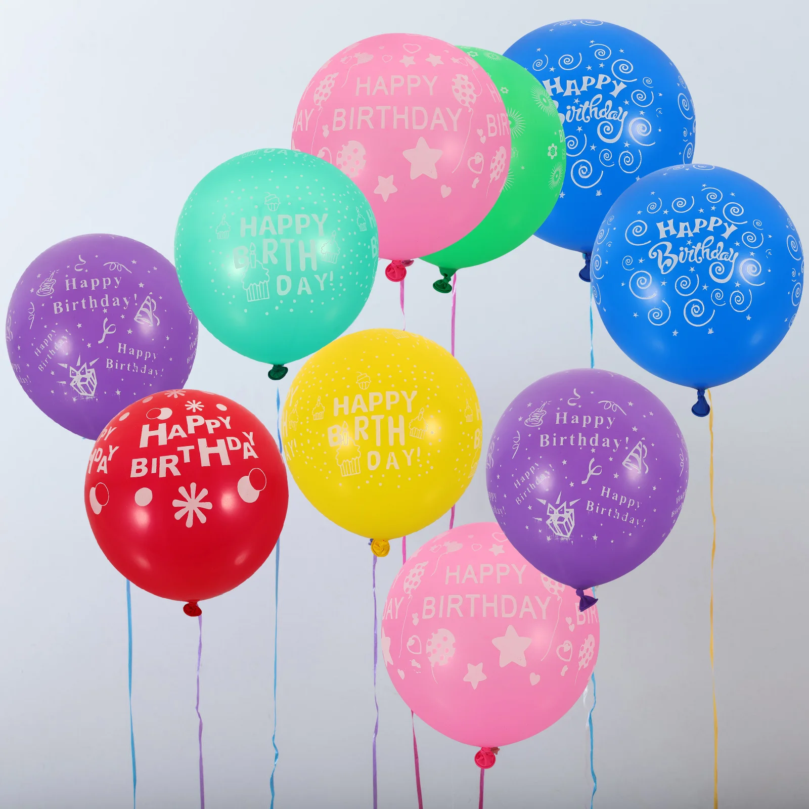

100Pcs Birthday Balloon Happy Thickened Latex Balloon Party Decorations Colorful Party Decor Photo Props Supplies