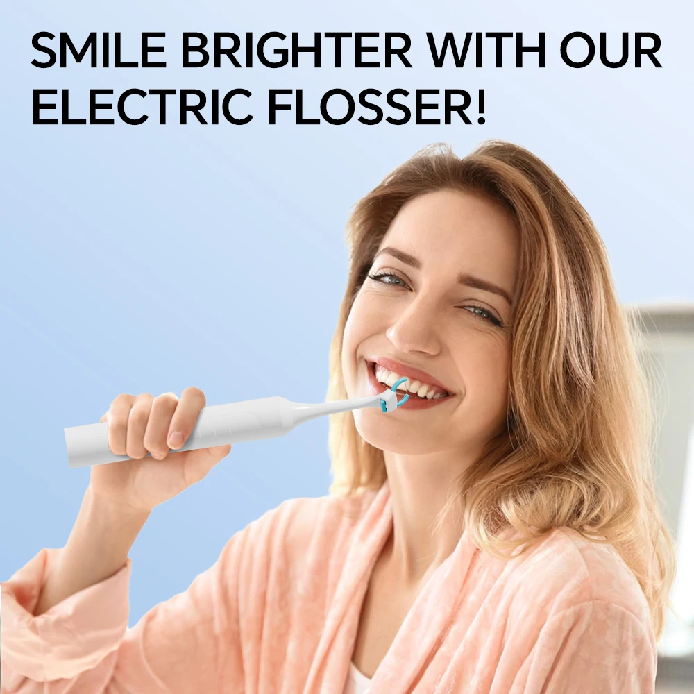 فرشاة أسنان كهربائية ذكية قابلة لإعادة الشحن - 3 أوضاع، مؤقت لمدة دقائقين، 20 رأسًا لقطع خيط، متوافقة مع رأس فرشاة Philips Sonicare