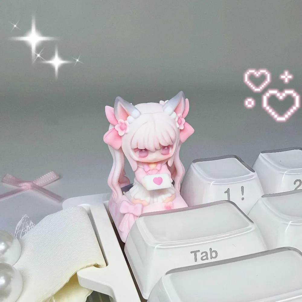 VALORANT Anime Cute Kyecaps Costom Cartoon Pink Jett  Sage Clove Kawaii  Key Caps Mechanical Keyboard Resin ESC 1u Keycaps  Gift