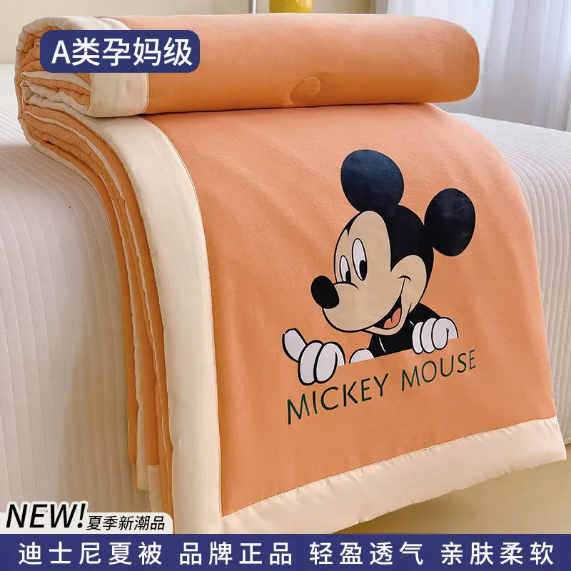 Cute Disney Mickey Washed Cotton Air Conditioning Quilt Summer Cool Quilt Summer Thin Cartoon Single Dormitory Summer Quilt Gift