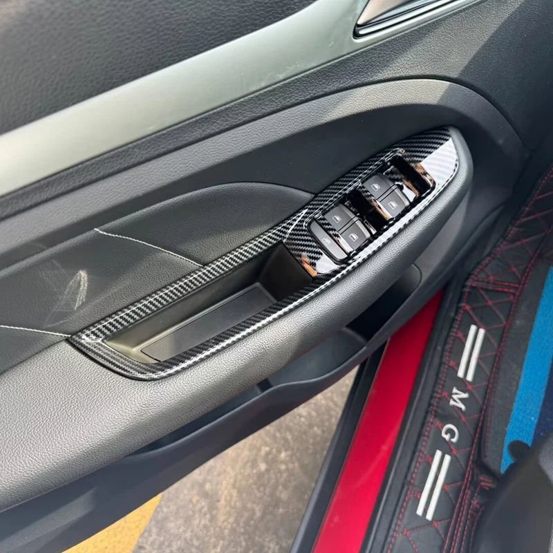

For MG ZS EV EZS 2019 2020 2021 2022 2023 Window Glasses Lift Button Cover Switch Frame Trim Door Armrest Panel Decal ABS Carbon