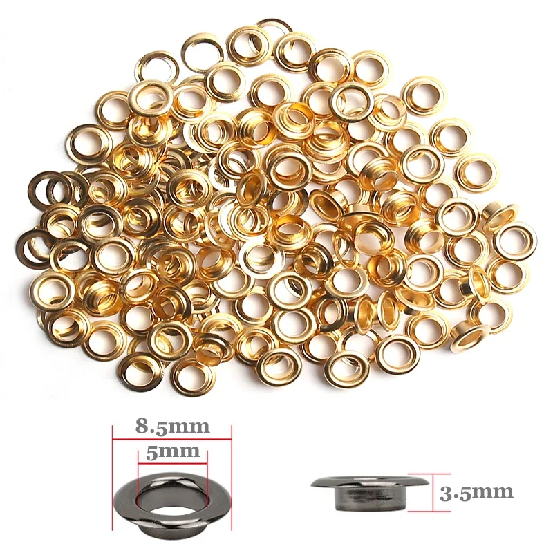 Ojal de latón de 5mm/6mm/8mm/10mm con Kit de alicates multifuncionales, anillos de ojos redondos para manualidades de cuero, ropa, zapatos, bolsa,