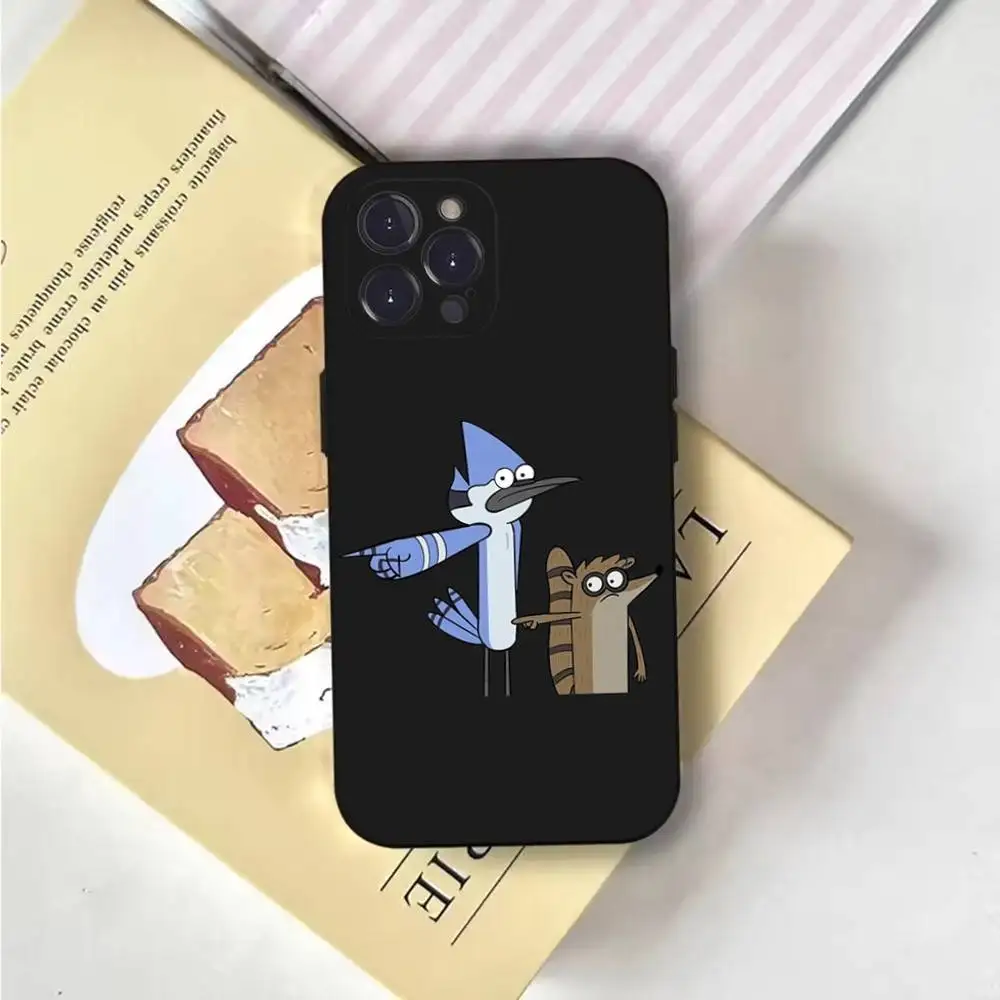Cartoon R-Regular Show   Phone Case For iPhone 17,16,15,14,13,12,Pro,Max,Plus,E,SE4,Air,Mini Black Soft Cover