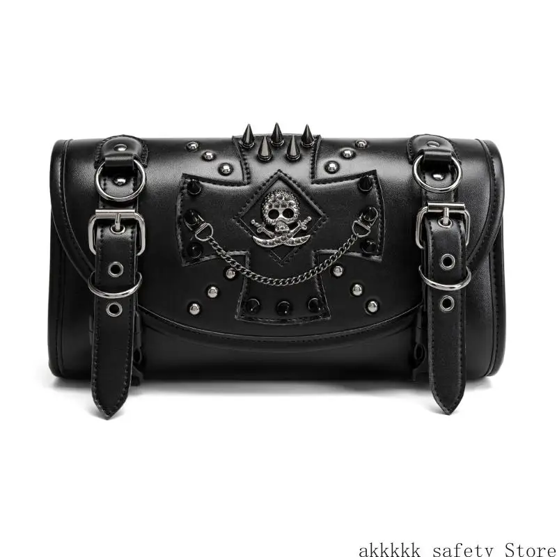 

Punk Riders Motorcycle Tool Saddlebag With Gothic Studs Design PU Leather Storage Bag For Long Distance Rides
