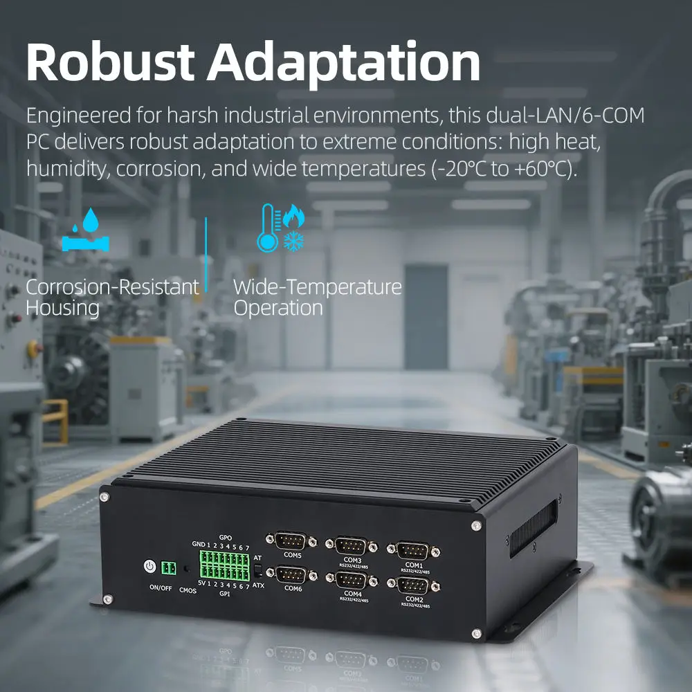 Xcy fanless IPC-X107 industrial mini pc intel i5-14450HX 6x com rs232/422/485 14xgpio 8xusb 4xhdmi DC9V-36V wifi 4g/5g modem