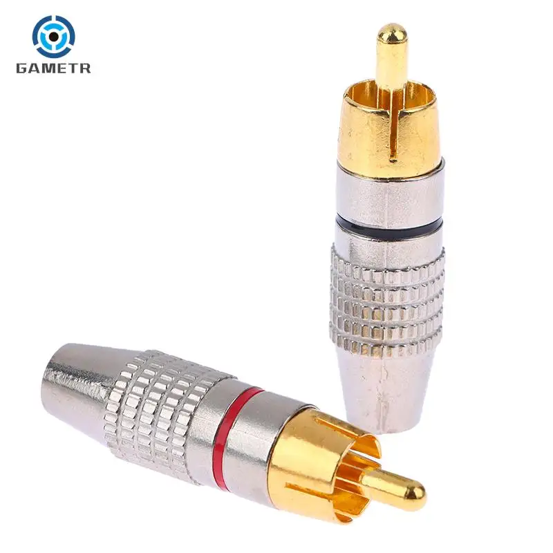 2Pcs RCA Male Connector Non Solder Plug Adapter For Audio Cable Plug Video CCTV Camera Solder-Free Adapter Cable Converter