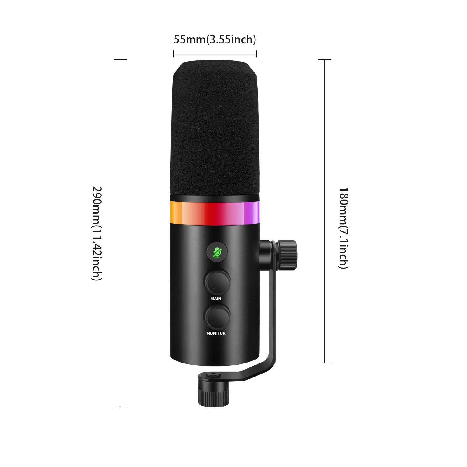 SEMNLAN LM20 USB/XLR Dynamic Microphone Touch-mute Headphone Jack&Volume Control,Recording for Youtube PC Game Sound Card Metal