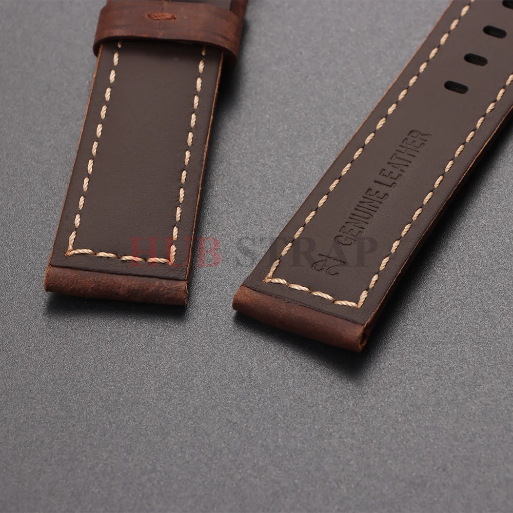 20mm 22mm 24mm 26mm 오메가 비즈니스 시계 밴드용 정품 송아지 가죽 시계 밴드 버터플라이 버클 스티칭 브라운 스트랩