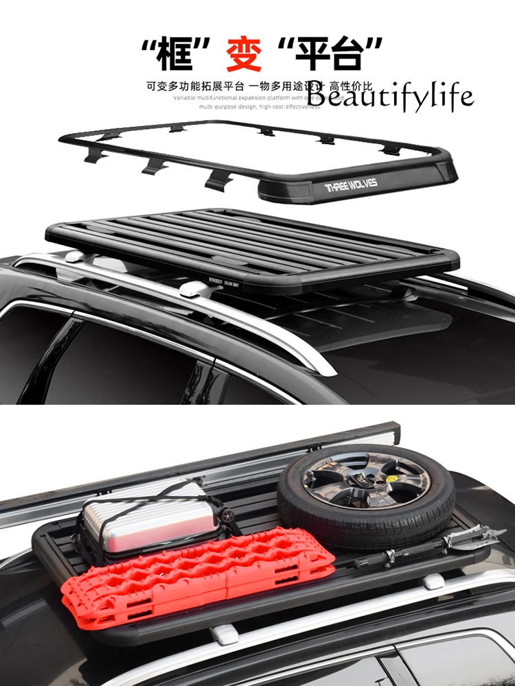 Roof Rack Roof Luggage Frame Platform Off-Road Roof Travel Rack Frame with Light