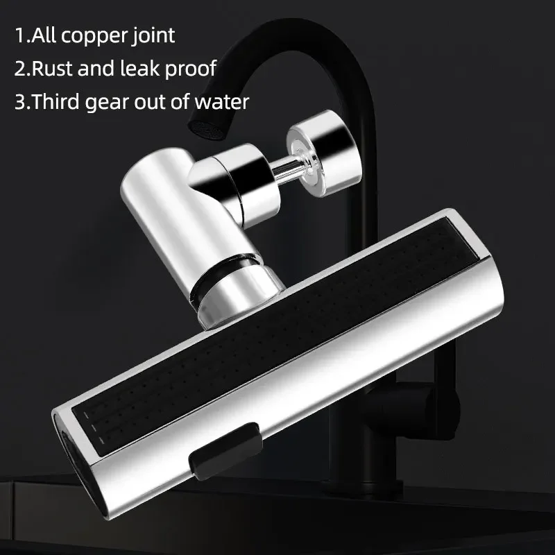 Three-speed Waterfall Water Outlet Multi-function Faucet Extender Universal Rotating Nozzle Splash-proof Kitchen Artifact